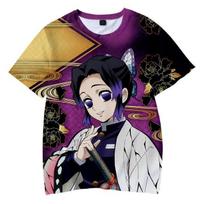 Anime Demon Slayer Kamado Tanjirou 3D marginti marškinėliai Madingi kasdieniai animaciniai filmai kvėpuojantys marškinėliai XS black