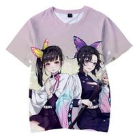 Anime Demon Slayer Kamado Tanjirou 3D marginti marškinėliai Madingi kasdieniai animaciniai filmai kvėpuojantys marškinėliai XS gray