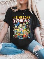 Vintage Spooky Simpsons Zombies , Funky Simpsons Family Horror Halloween Unisex T-Shirt XL gray