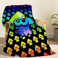 Hot Game S Splatoon N 4 Blanket Soft Throw Blanket for Home Bedroom Bed Sofa Picnic Travel Office Rest Cover Blanket Gift 75x90cm blue