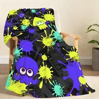 Hot Game S Splatoon N 4 Blanket Soft Throw Blanket for Home Bedroom Bed Sofa Picnic Travel Office Rest Cover Blanket Gift 75x90cm blue