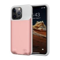 B98S 6500mAh Įkraunama prailginta baterija Minkštas TPU kraštas Mobiliojo telefono įkrovimo dėklas Korpusas iPhone 13 Pro 6.1 colio rožinė