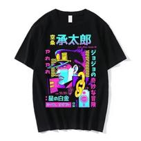 2026 New Jojo Bizarre Adventure Casual T Shirt Cotton High Quality Teen Trendy Korean Clothes Top Tees Hip Hop University Pastel 4XL black