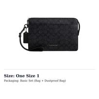 COACH dirbtinės odos delninė, vidutinio dydžio, vyriška, anglies juoda CW168-QBMI5 One Size 3 black