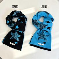 Korean version of the new star double-sided knitted scarf for women's autumn and winter fashion versatile warm couple college style scarf for men