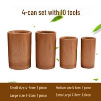 Full Bamboo Jar Cupping Set - Traditional Chinese Medicine Therapy Tool for Beauty Salon brown