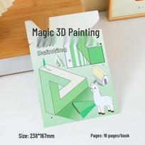3D Magic Children's Art Sketchbook: Creative Educational Coloring & Doodling Fun žalia