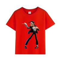 Kids Michael Jackson Rock N Roll T-Shirt Children's Fashion Crew Neck Top Summer Casual Clothes for Baby Boys/Girls 160 red
