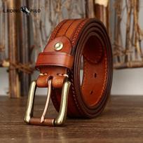 Retro Asmenybės Tendencija Reljefinis Apverčiamas Sutirštintas Odinis Diržas Vyriškas Natūralios Odos Vario Sagtis Diržas 130cm brown
