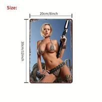 Metal Garage Workshop Decor Plate - Sexy Girl Print 20x30cm, Decorative Metal Wall Art for Man Cave 20x30cm（7.8x11.8inch） gray