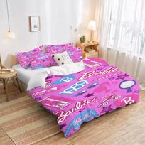 Cartoon Barbie Duvet Cover Baby Bedding Set Children'S Bedding Set 3-Piece 1 Quilt King Size Twin Covers Children Printed EU Single(135*200cm)3pcs pink