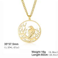 Crow Raven Pendant Necklaces Norse Mythology Stainless Steel Gothic Necklace for Men Vintage Jewelry beige