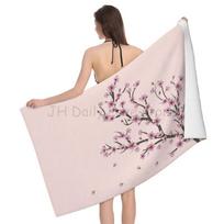 Japanese Sakura Cherry Blossom Black Bath Towel Microfiber Quick-Dry Beach Towel Large Towel 80x130cm W30*H60(CM) gray
