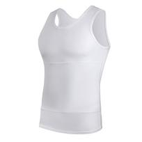 Men's TikTok-Style Slimming Vest: High-Elastic Fitness Chest Binder & Abdomen Control Sleeveless Shaper. 3XL balta