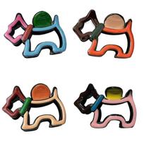 4PCS Color Contrast Dog Shape Hair Claw Clip Wear Resistant Hair Holder for Women Everyday Wear Hair Styling Accessory 1 black