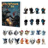Christmas Party Favors for Kids Dragon Advent Calendars 2026, 24 Days Countdown Calendar with Exquisite Gift Box Acrylic Ornaments, Collectible V
