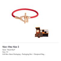 HERMES Calfskin Bracelets Unisex Heart Red H100016FOS3 One Size 2 raudona