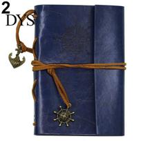 Retro Anchor Faux Leather Cover Notebook Journal Traveler Book Diary Blank String tamsiai mėlyna spalva