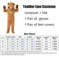Boys Cuddly Lion Kids Costume Brown Mane Suit Wild King of The Jungle Cat Safari Halloween Animal Fancy Dress Up for Child L (140-150cm) brown