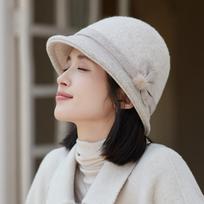 Korean Version of Imitation Wool Warm Fisherman Hat Autumn and Winter Hat Women Elegant British Style Pot Hat Retro Versatile Bucket Hat One Size gray