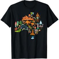 Cool Australia Elements and Animals Map T- Gift T-Shirt XXXXXL juoda