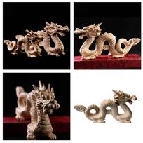 Wood Dragon Statue Sculpture Feng Shui Carved Natural Dragon Miniature Figurine Chinese New Year Home Decor Party Accessories One Size chaki
