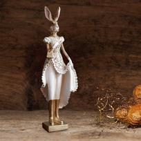 Derva pagaminta figūrėlė, gyvūno skulptūra, dekoratyvinė statulėlė su ilgomis ausimis, ideali Velykoms, namams Male Rabbit black