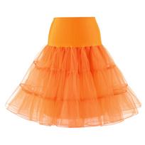 Retro vestuvinė suknelė be petnešėlių su tinkliniu pasijoniu ir spalvotu apatiniu suknelės Dagong Tutu sijonu S (65cm length) oranžinė