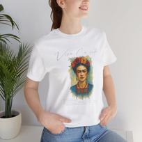 Frida Kahlo Art T-Shirt, Viva La Vida Graphic Tee, Feminist Artist T-Shirt, Boho Mexican Art Gift, White Aesthetic T-Shirt 3XL white