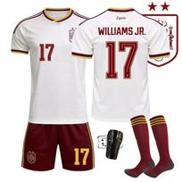 Williams 17 Ispanija Išvykos futbolo marškinėliai 2024 Pasaulio taurė Du žvaigždės Vaikų rungtynių komandos uniformos komplektas 24 balta