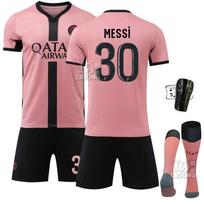 2425 PSG išvykos rožinis marškinėlių komplektas 30 Messi futbolo uniforma #28 rožinė