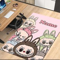 Custom Name Labubu Printed Carpet, for Office Chair Living Room Bedroom Kitchen Room Decor Gifts. 80cmx120cm