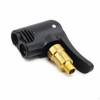 Presta/Schrader Solid Brass Tire Inflator Adapter EasytoInstall Dual Port Connector for Garage, Threaded W Deflate black