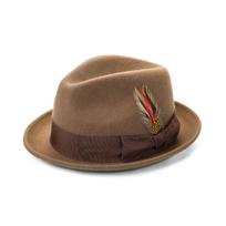 New top hat, cowboy dance hat, rolled-brimmed feather jazz hat, an American retro British jazz hat. M（55-57CM） brown