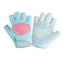 Breathable Children Half Finger Gloves Shock-Absorption Half Finger Gloves  Off-Road Riding S žalia