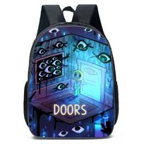 Roblox Doors Cartoon Kids Backpack With Breathable Oxford Fabric For School Use C blue