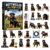 Christmas Countdown Calendar Dog Advent Calendar, 24Pcs Acrylic 2D Pet Ornament Set with Lover Present Hanging String, Tree Decor, Gift for Lovers Box I black