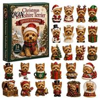 Christmas Countdown Calendar Dog Advent Calendar, 24Pcs Acrylic 2D Pet Ornament Set with Lover Present Hanging String, Tree Decor, Gift for Lovers Box F