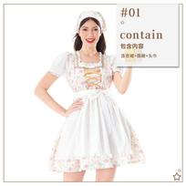 Carnival Pastoral Farm Maid Dress Oktoberfest Costume Munich Bavarian Dirndl Dress L beige