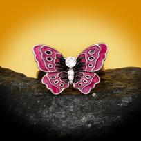 Exquisite And Playful Epoxy Pink Butterfly Enamel Zircon Ring Female Wedding Engagement Travel Party Gift For Women Jewelry 10 beige