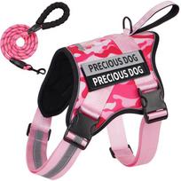 Dog Chest and Back Straps, Explosion-proof Reflective Strips, Dog Leashes, Anti-wandering Large Dog Leashes, Dog Walking Leashes M kamufliažas/rožinė