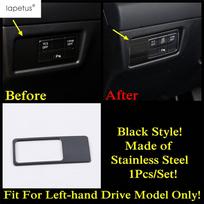 Car Head Light Lamp Switch Button Panel Cover Trim For Mazda CX-5 CX5 2017 - 2024 Silver / Black Metal Interior Accessories Model A black
