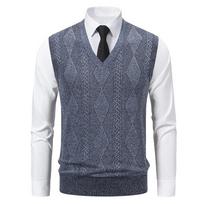 Rudens žiemos megztiniai liemenės megztinis vyriškas šiltas megztas liemenė madingas smart casual V formos iškirptė be rankovių megzti megztiniai laisvas liemenė XL šviesiai pilka spalva