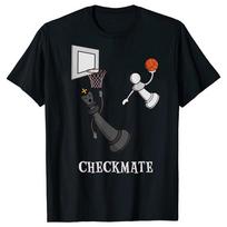 Checkmate Fun Tshirt Chess and Basketball Match Chess Board Pattern Casual Cotton Short Sleeve Birthday Gift Mens Tshirt 4XL white