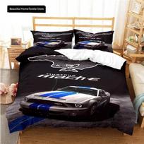 Mustang Automobilio Raštas Patogus Antklodės Užvalkalas Pagalvės Užvalkalas Lovos Patalynės Komplektas Vaikų Miegamojo Dekoras Namų Tekstilė 70x133cm 3pcs black