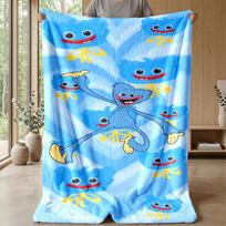 Huggy Wuggy Cozy Flannel Blanket, Comfortable Warm Throw Blanket for Bedroom Sofa Home Use 80cmx120cm blue