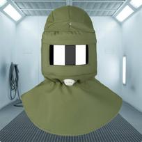 Paint Spray Hood Builtin Hard Hat Sandblasting Full Face Protection Shielded Upgraded Cap W white