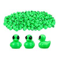 Light Up Green Alien Duck Figurines Mini Sci-Fi Duck Space Duck Display Pack, 100 Figure Set for Shelf Row, Desk Display, Party Tables, and Event Bag