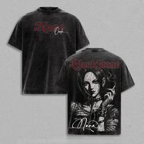 Japanese Anime NANA Printed T Shirt Vintage Washed Y2k T-shirt Men Clothing Summer Casual Short Sleeve Loose Cotton Tees Tops L black