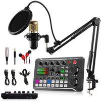 Podcast Microphone Bundle BM-800 Condenser Mic with F998 Live Sound Card Kit Podcast Equipment Bundle with Voice Changer and Mixer Functions